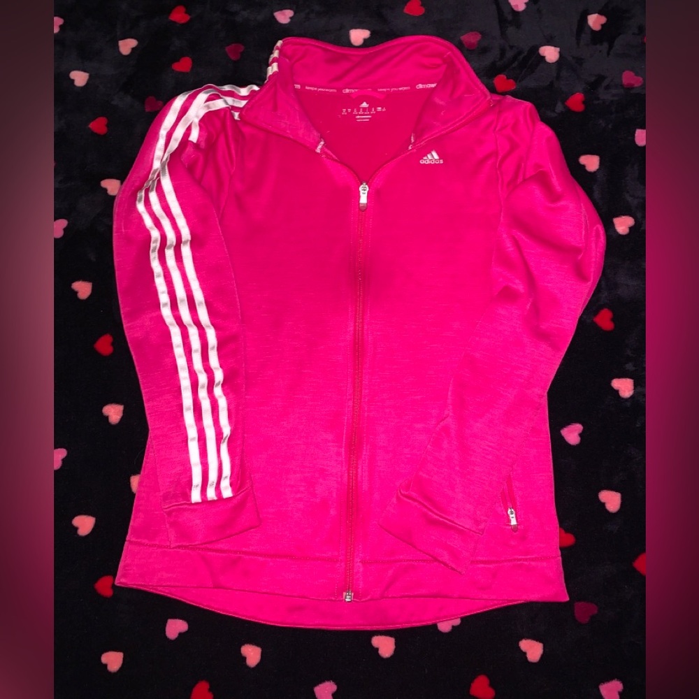 Addidas Hot Pink Jacket with 3 stripes
